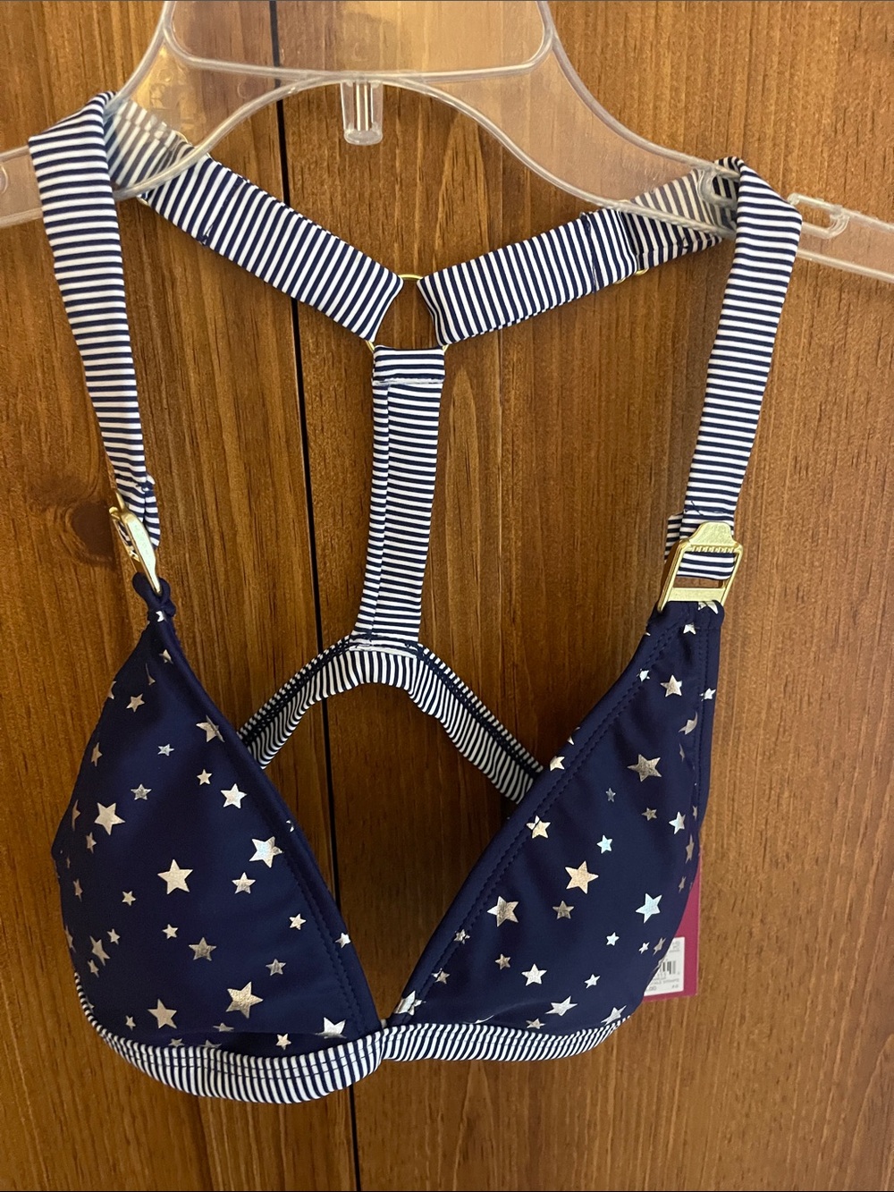 Sonoma Navy Swim Bikini Top with Metallic Star Print